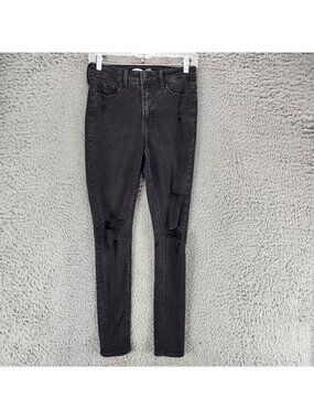 Old Navy Jeans Womens 4 Black Stretch Denim Rockstar Super Skinny *Read*